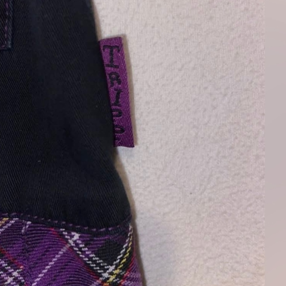 RARE Vintage Y2K Black and Purple Plaid Tripp NYC mini skirt - Picture 6 of 9